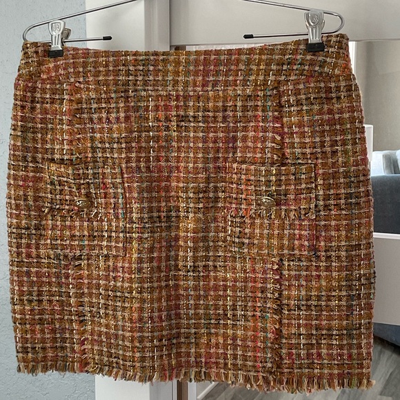 Blu Pepper Women’s Multicolor Tweed Mini Skirt with Frayed Hem size large - Picture 2 of 8